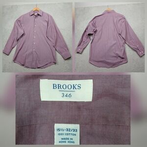 Brooks Brothers 346 Dress Shirt Men's 15.5-32/33 Purple 100% Cotton